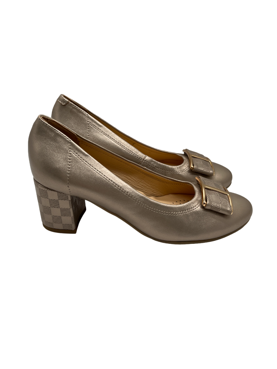 Bioeco by Arka 5754 2244+2244 Gold Leather Block Heels