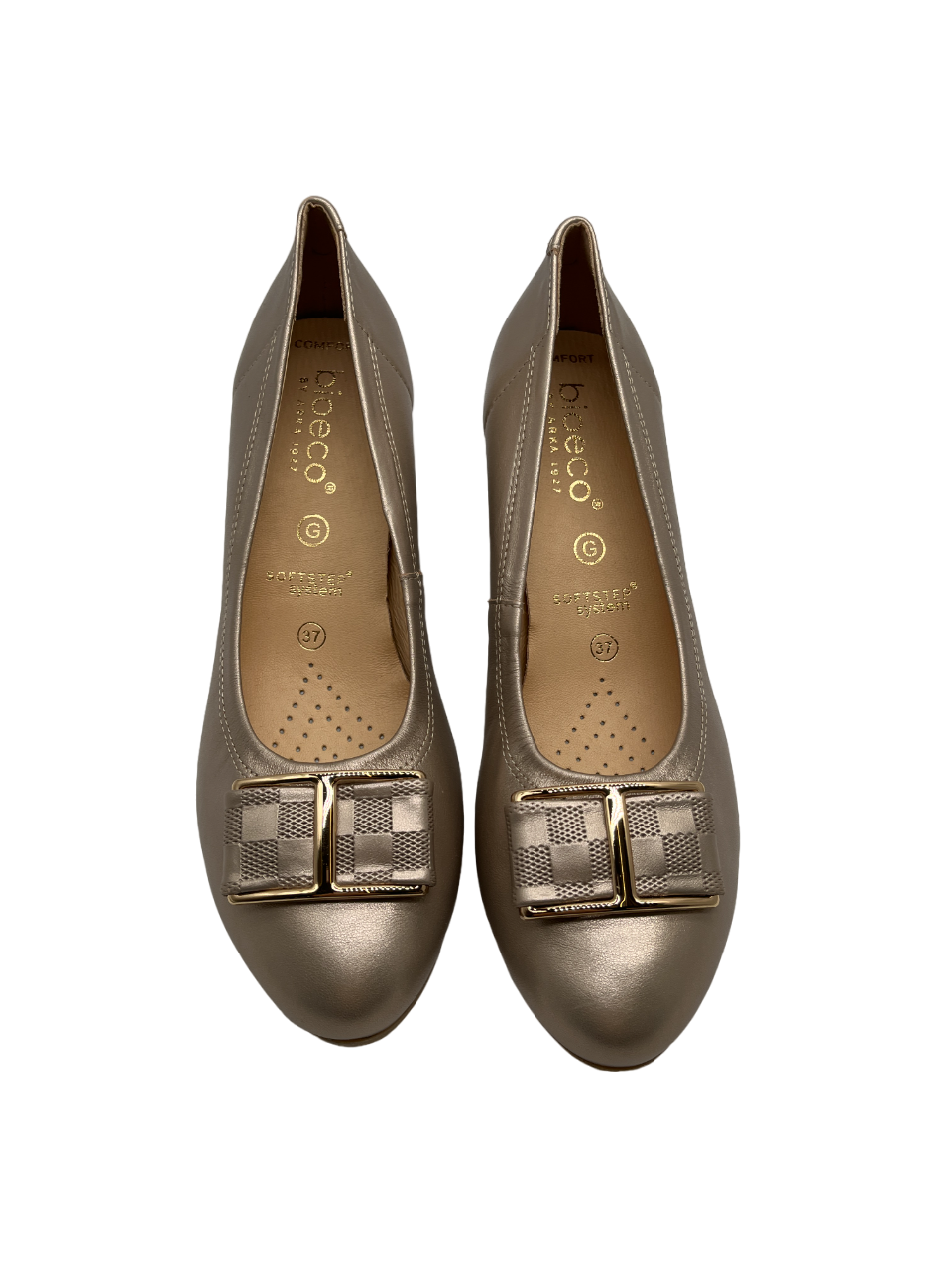 Bioeco by Arka 5754 2244+2244 Gold Leather Block Heels