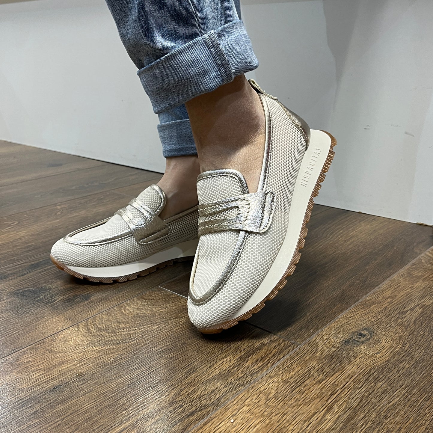 Hispanitas HV254043 Latte Cream & Gold Slip On Shoes