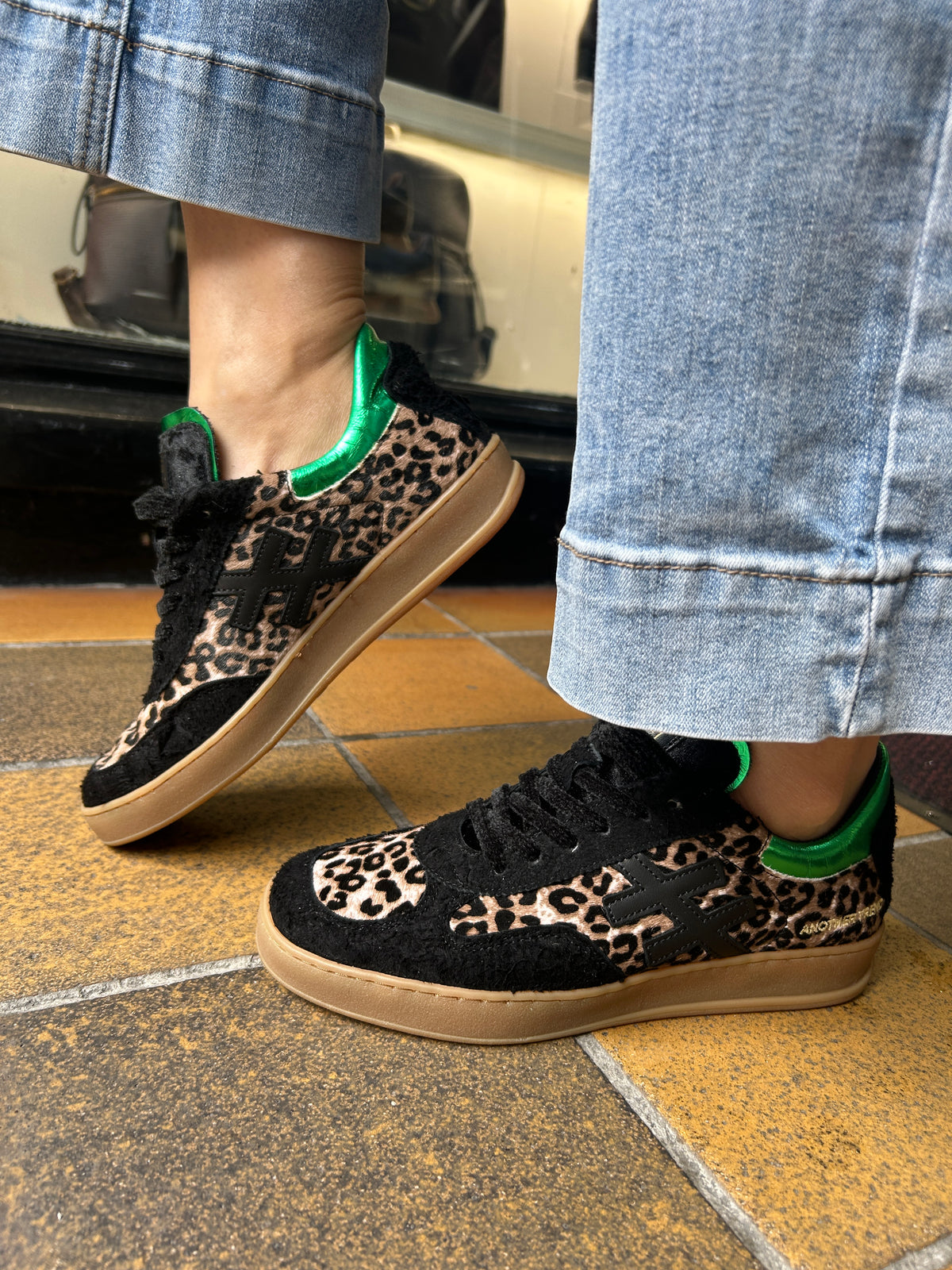 Another Trend A0348870 Jungla+ Pony Leopard Black & Taupe Trainers