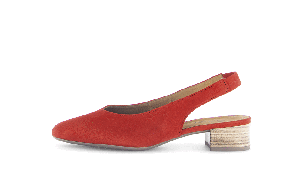 Gabor 61.520.15 Red Slingback Low Block Heel Pumps