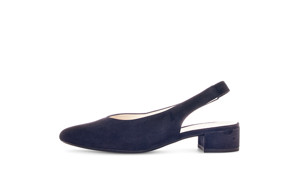 Gabor 61.520.16 Navy Slingback Low Block Heel Pumps