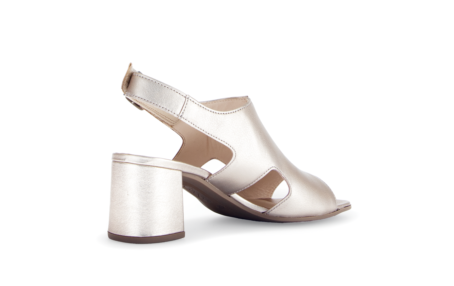 Gabor 61.712.62 Gold Block Heel Sandals with Slingback Strap