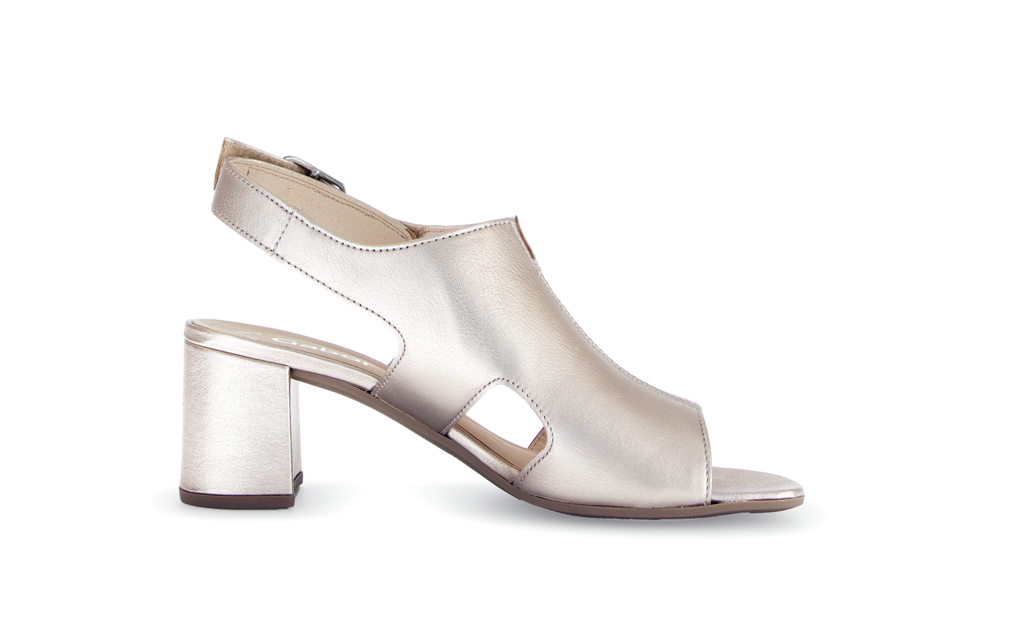 Gabor 61.712.62 Gold Block Heel Sandals with Slingback Strap