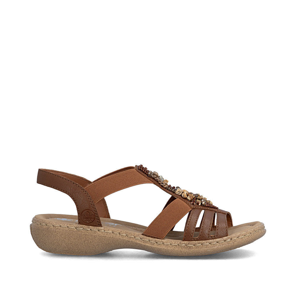 Rieker 61850-24 Brown E 1/2 Fit Slingback Sandals