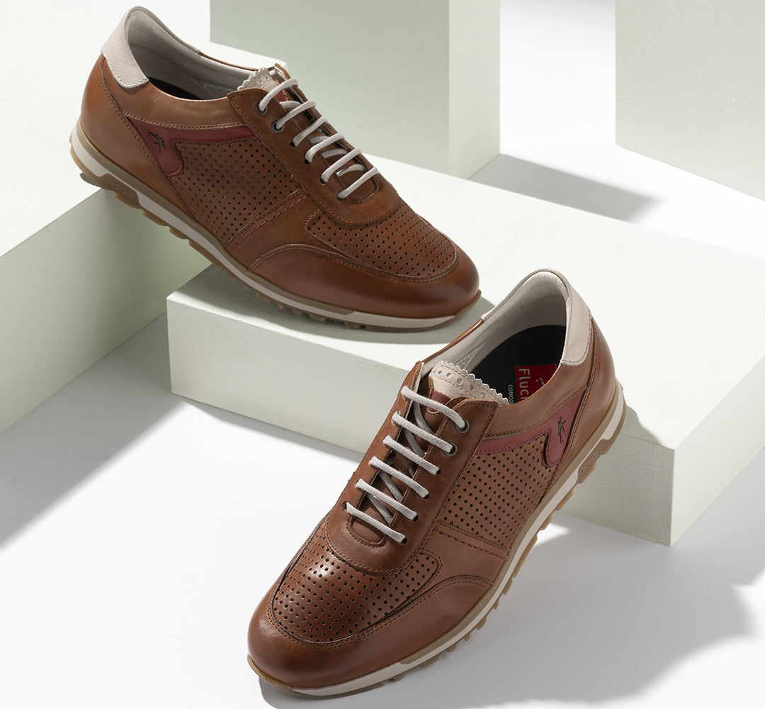 Fluchos F1188 Tan Lace Shoes with White Back