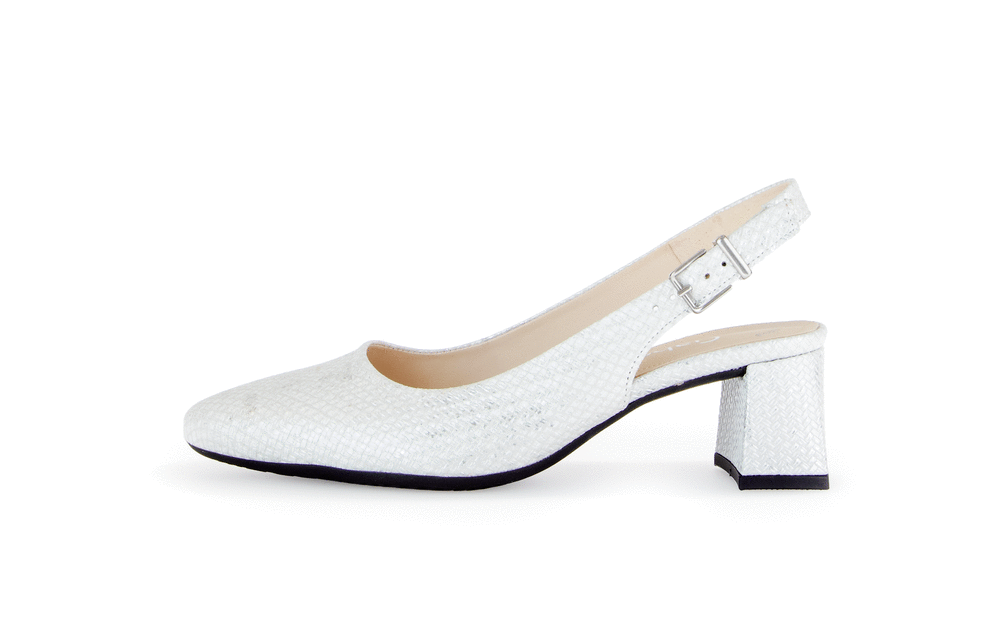 Gabor Comfort 62.260.62 G Fit Ice Silver Slingback Block Heels