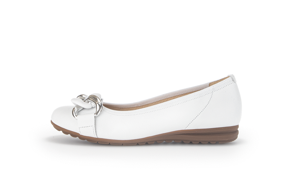 Gabor Comfort 62.625.50 G Fit White & Silver Chain Slip On Pumps