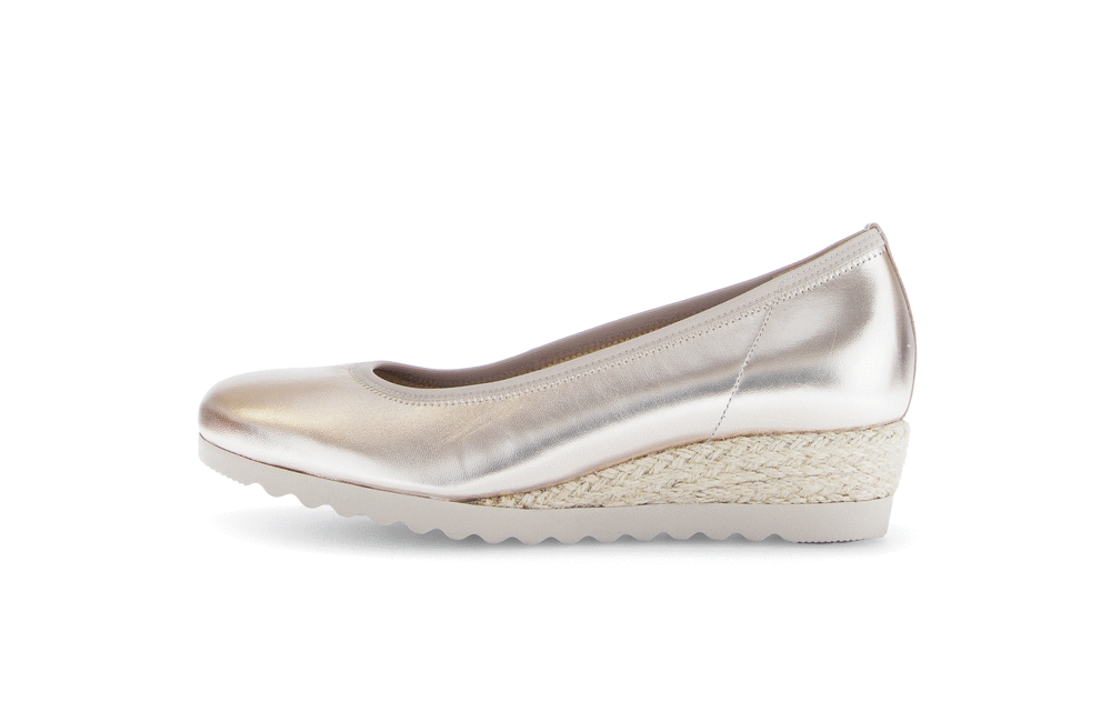 Gabor Comfort 62.641.82 G Fit Puder Gold Slip On Wedge Shoes