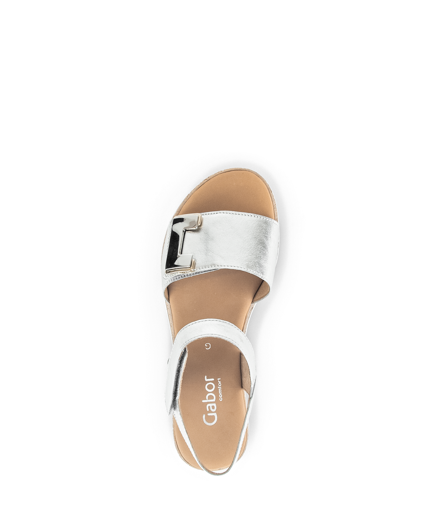 Gabor Comfort 62.700.10 Silver Sandals with Slingback Strap