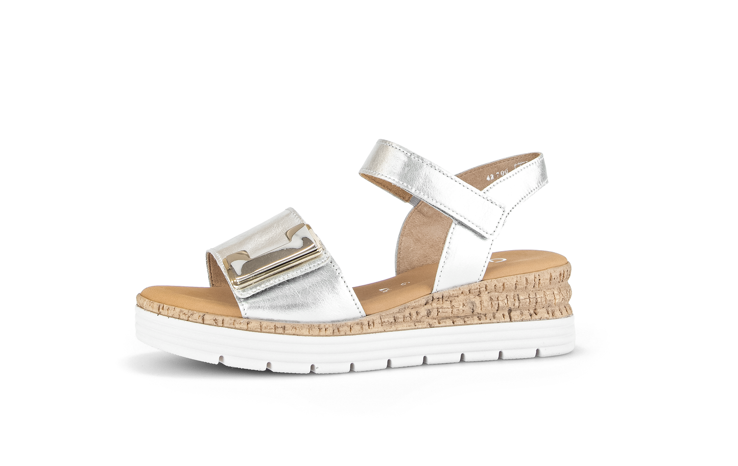 Gabor Comfort 62.700.10 Silver Sandals with Slingback Strap
