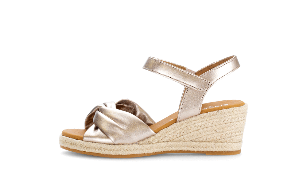 Gabor Comfort 62.712.82 G Fit Gold Wedge Sandals with Slingback Strap