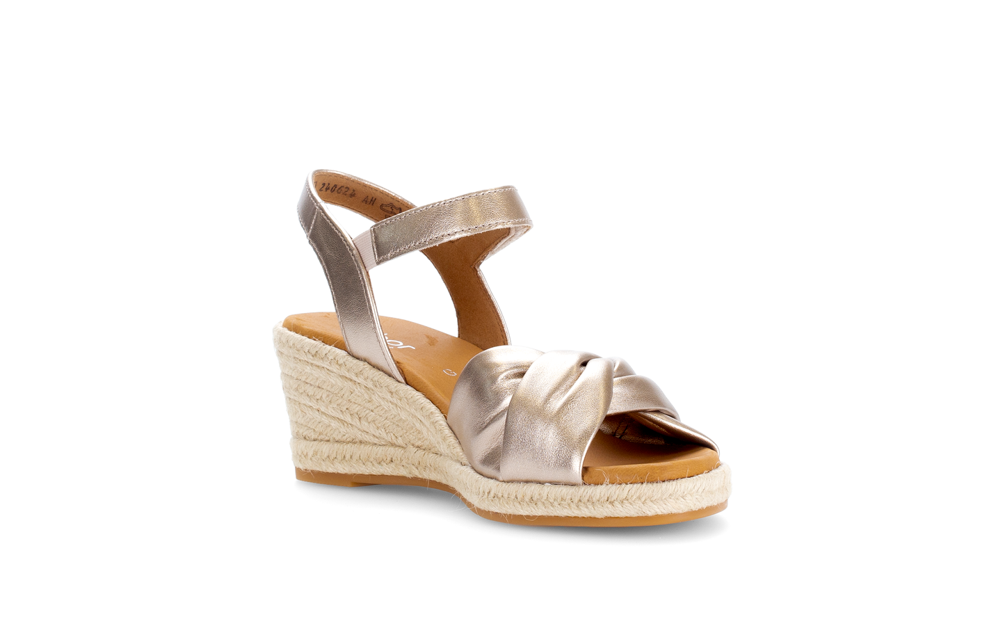Gabor Comfort 62.712.82 G Fit Gold Wedge Sandals with Slingback Strap