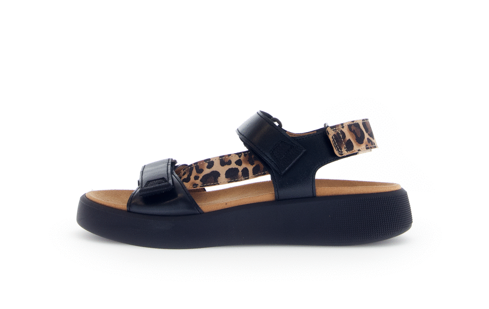 Gabor Comfort 62.862.67 G Fit Black Sandals with Slingback Strap