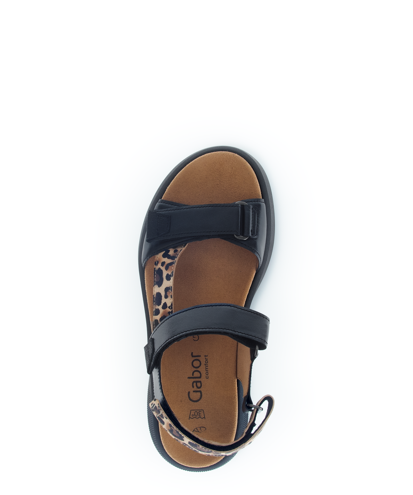Gabor Comfort 62.862.67 G Fit Black Sandals with Slingback Strap