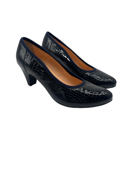Bioeco by Arka 6299 1868+0355 Navy Croc Patent Heels