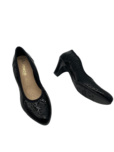 Bioeco by Arka 6299 2035+0083 Black Croc Patent Heels