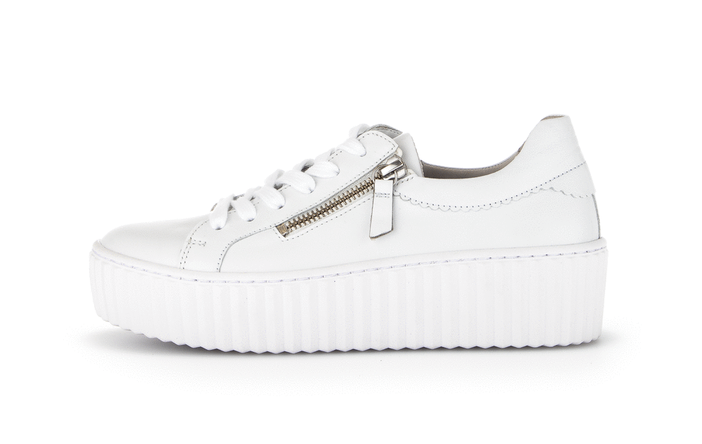 Gabor 63.200.21 White Lace & Twin Zip Sneakers