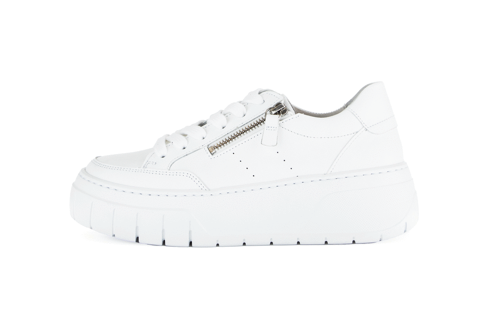 Gabor 63.220.21 White Sneakers with Side Zip & Chunky Sole