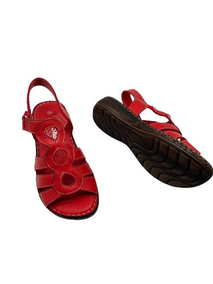 The Shoe Parlour by Phelans Shoes 633-16 Red Velcro Sandals