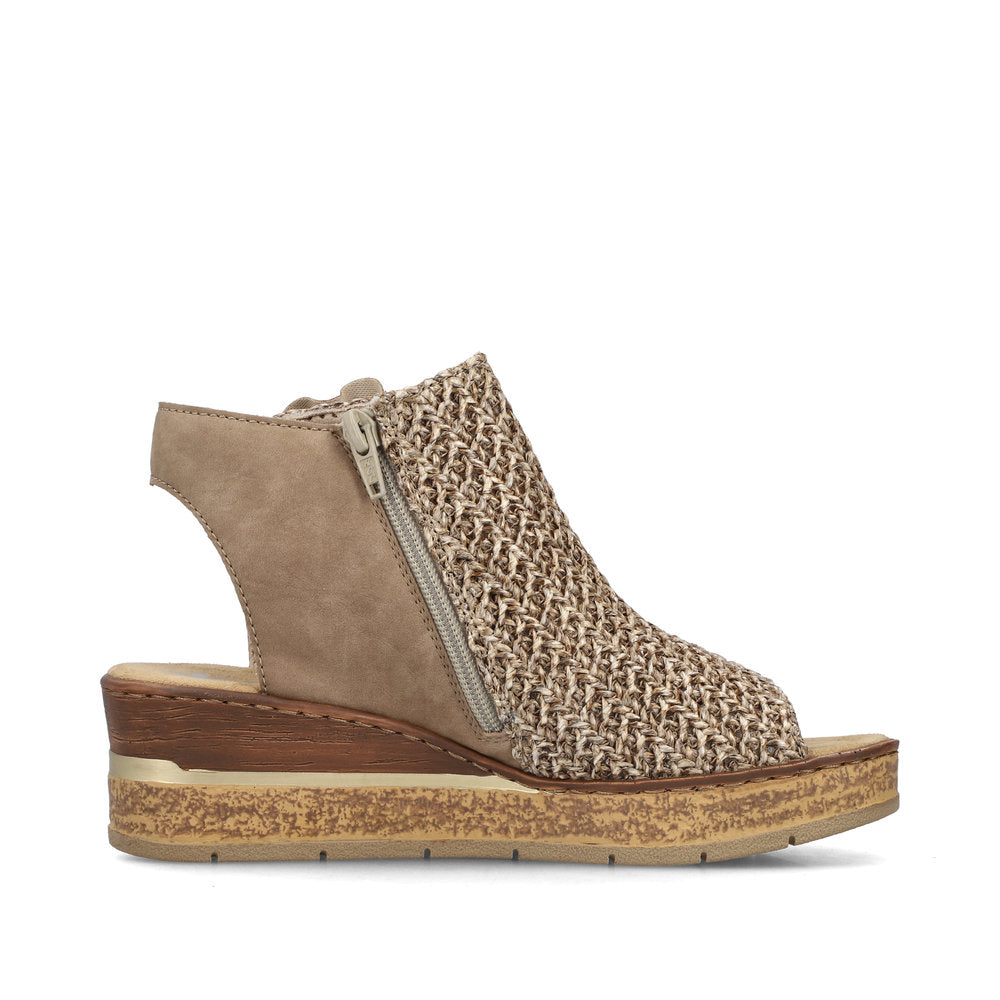 Rieker 63791-60 Marble Beige Weave Sandals with Flower
