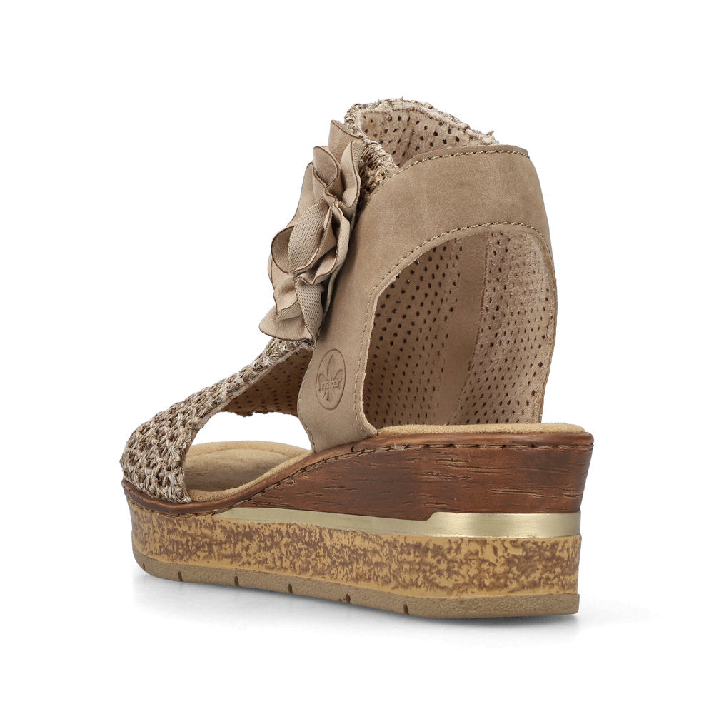 Rieker 63791-60 Marble Beige Weave Sandals with Flower