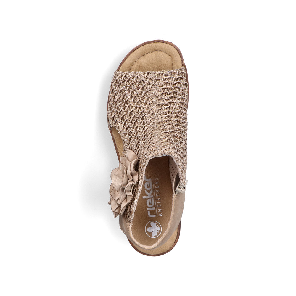 Rieker 63791-60 Marble Beige Weave Sandals with Flower