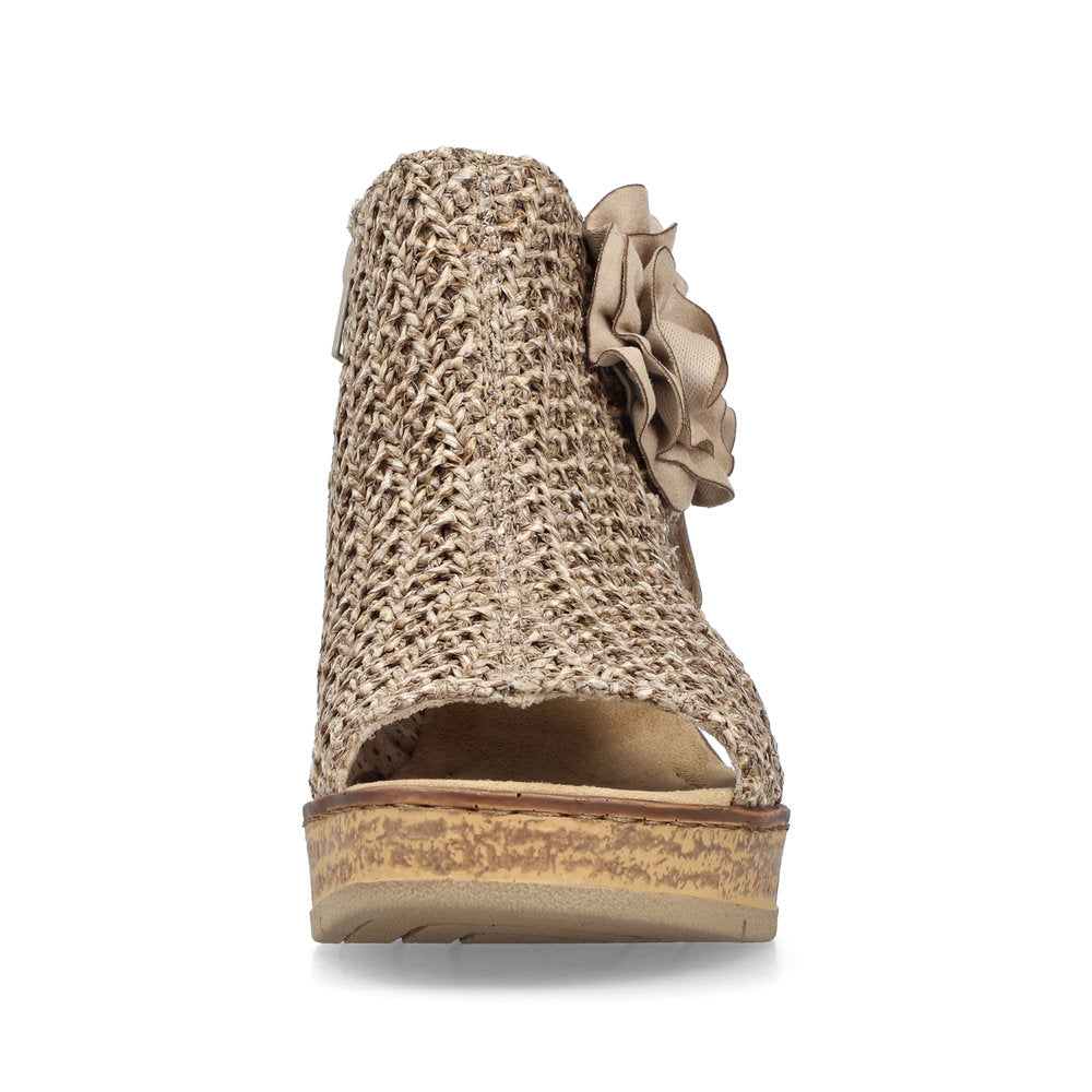Rieker 63791-60 Marble Beige Weave Sandals with Flower