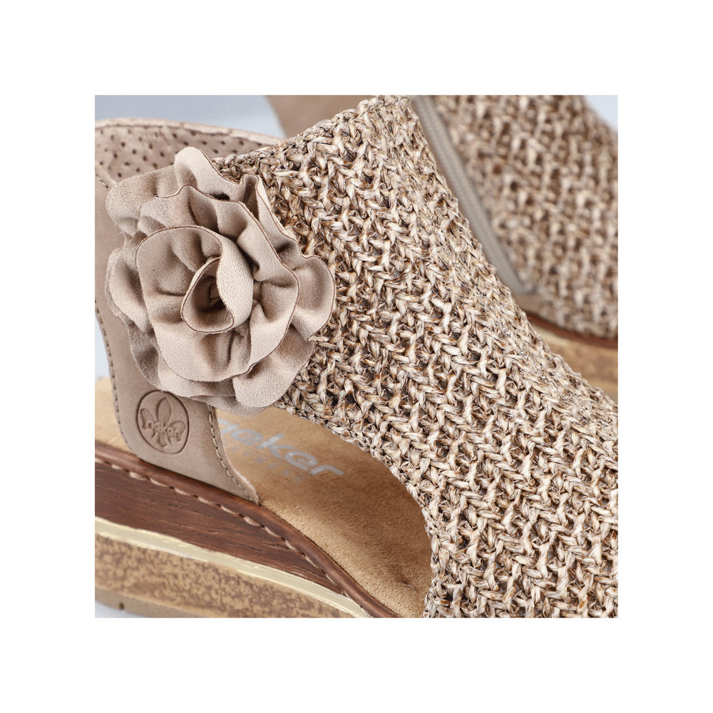 Rieker 63791-60 Marble Beige Weave Sandals with Flower