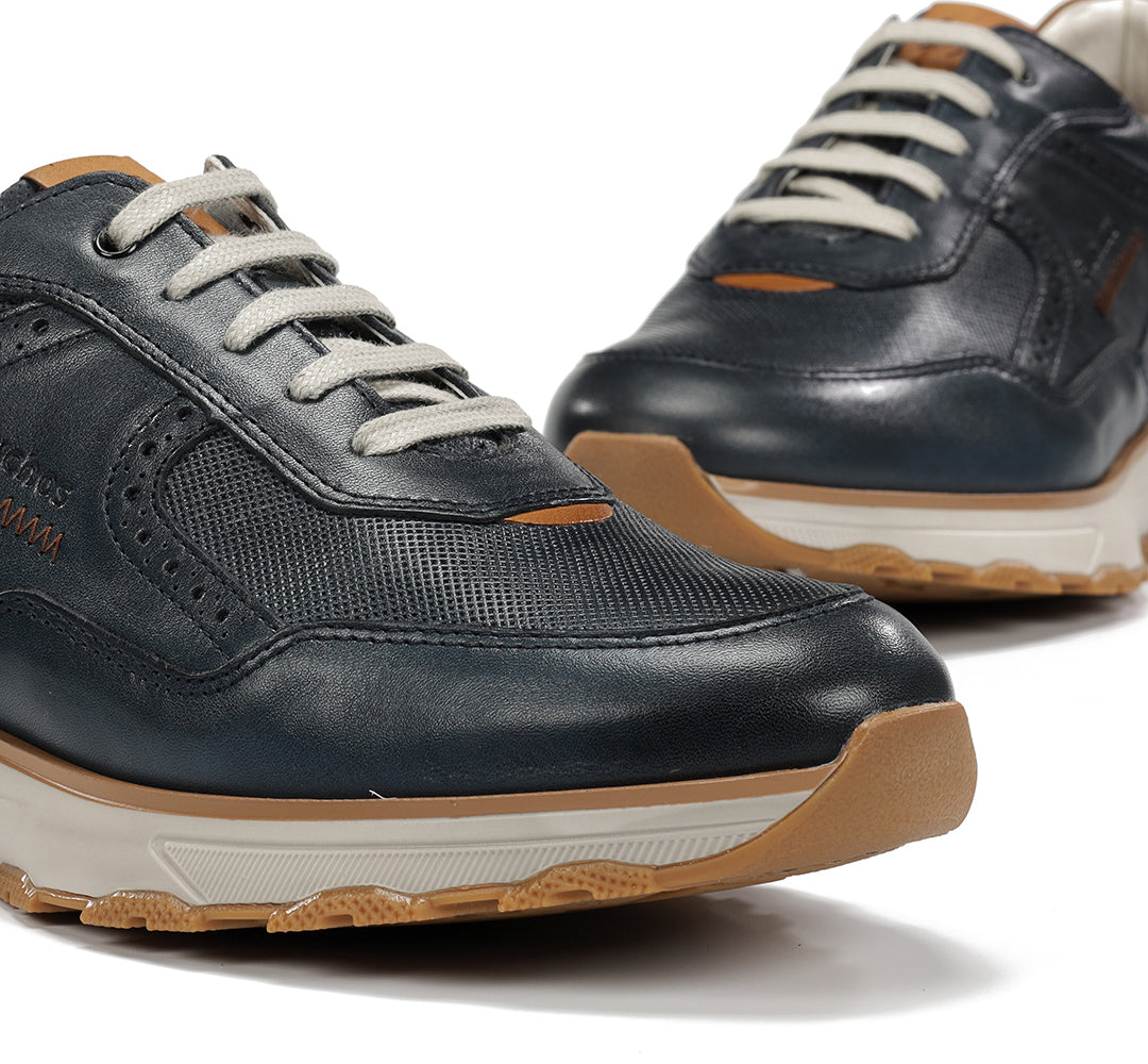 Fluchos F2090 Navy Lace Shoes with Tan Heel
