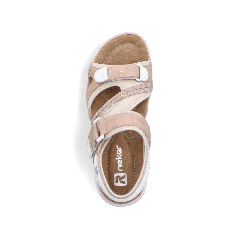 Rieker 64064-31 Sand & Beige Multi Velcro Sandals with Slingback Strap
