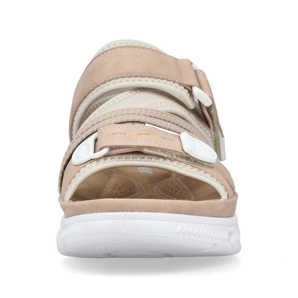 Rieker 64064-31 Sand & Beige Multi Velcro Sandals with Slingback Strap