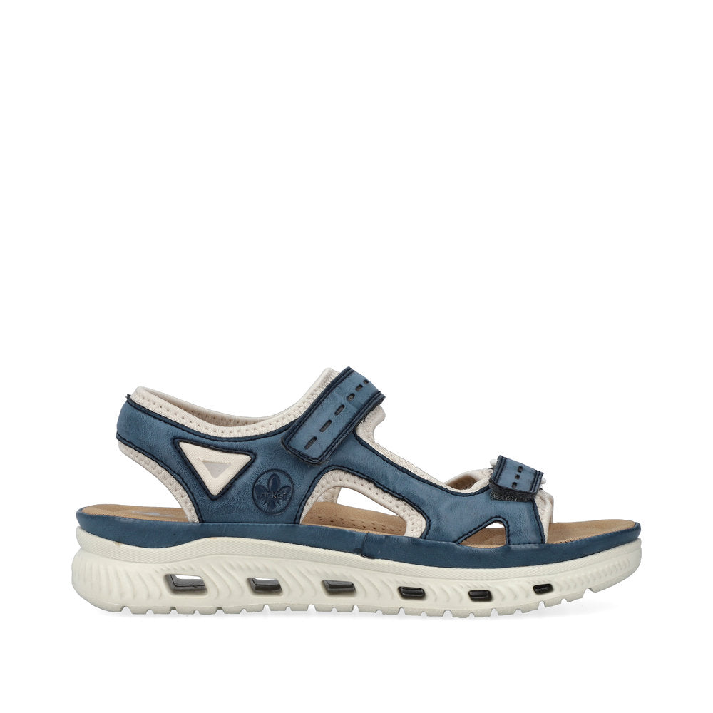 Rieker 64066-14 Navy/Royal Blue & Cream Velcro Sandals with Slingback Strap