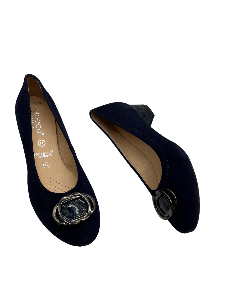 Bioeco by Arka 6415 1217+2307+1290 Navy Suede Block Heels - H Fitting