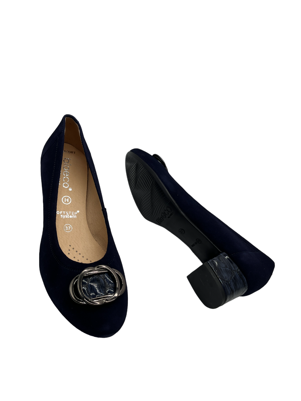 Bioeco by Arka 6415 1217+2307+1290 Navy Suede Block Heels - H Fitting