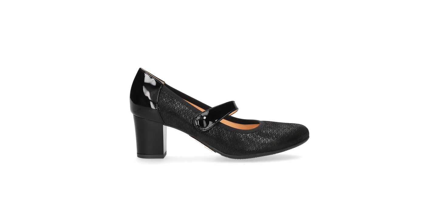 Bioeco by Arka 6442 1987+0083 Black Leather Block Heels with Strap