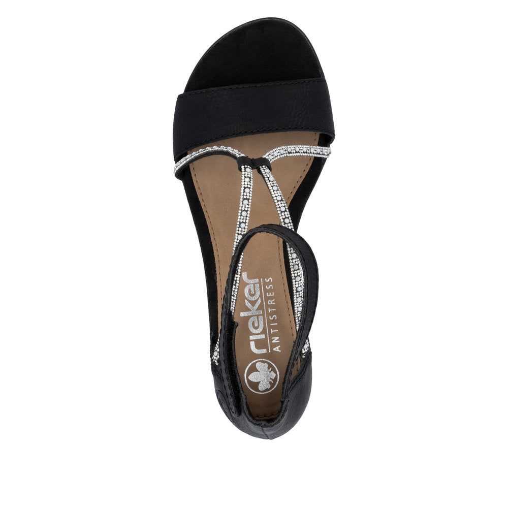 Rieker 64654-00 Black Block Heel Sandals