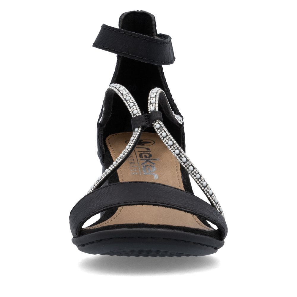 Rieker 64654-00 Black Block Heel Sandals