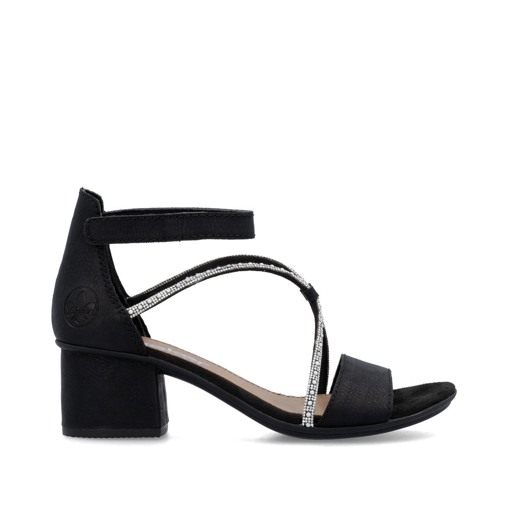 Rieker 64654-00 Black Block Heel Sandals