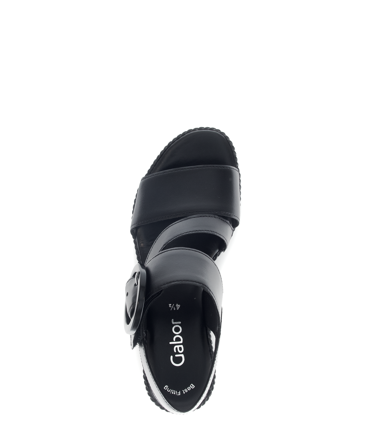 Gabor 64.770.27 Black Wedge Sandals with Slingback Strap