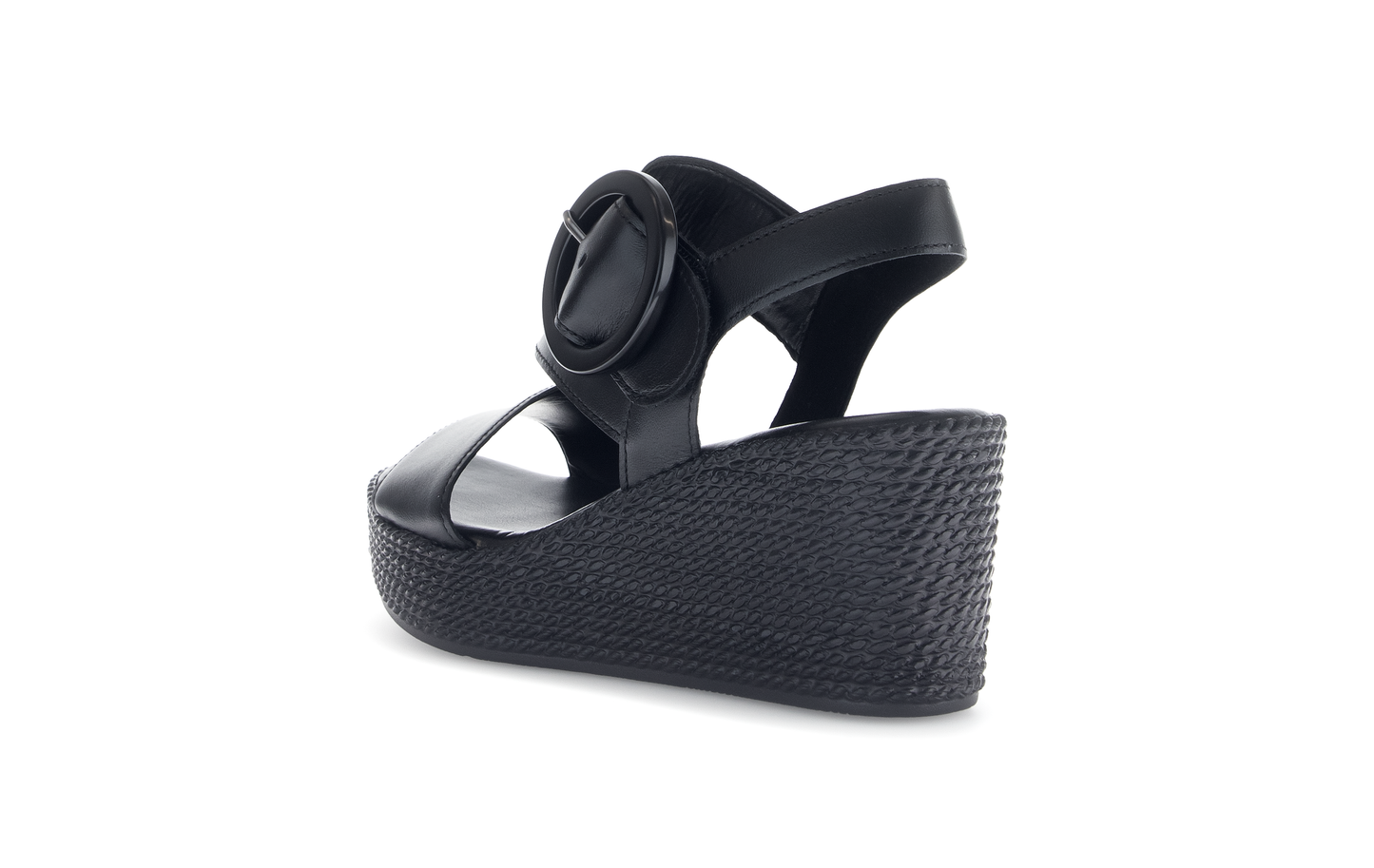 Gabor 64.770.27 Black Wedge Sandals with Slingback Strap