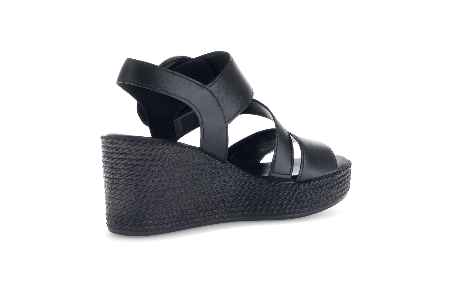 Gabor 64.770.27 Black Wedge Sandals with Slingback Strap