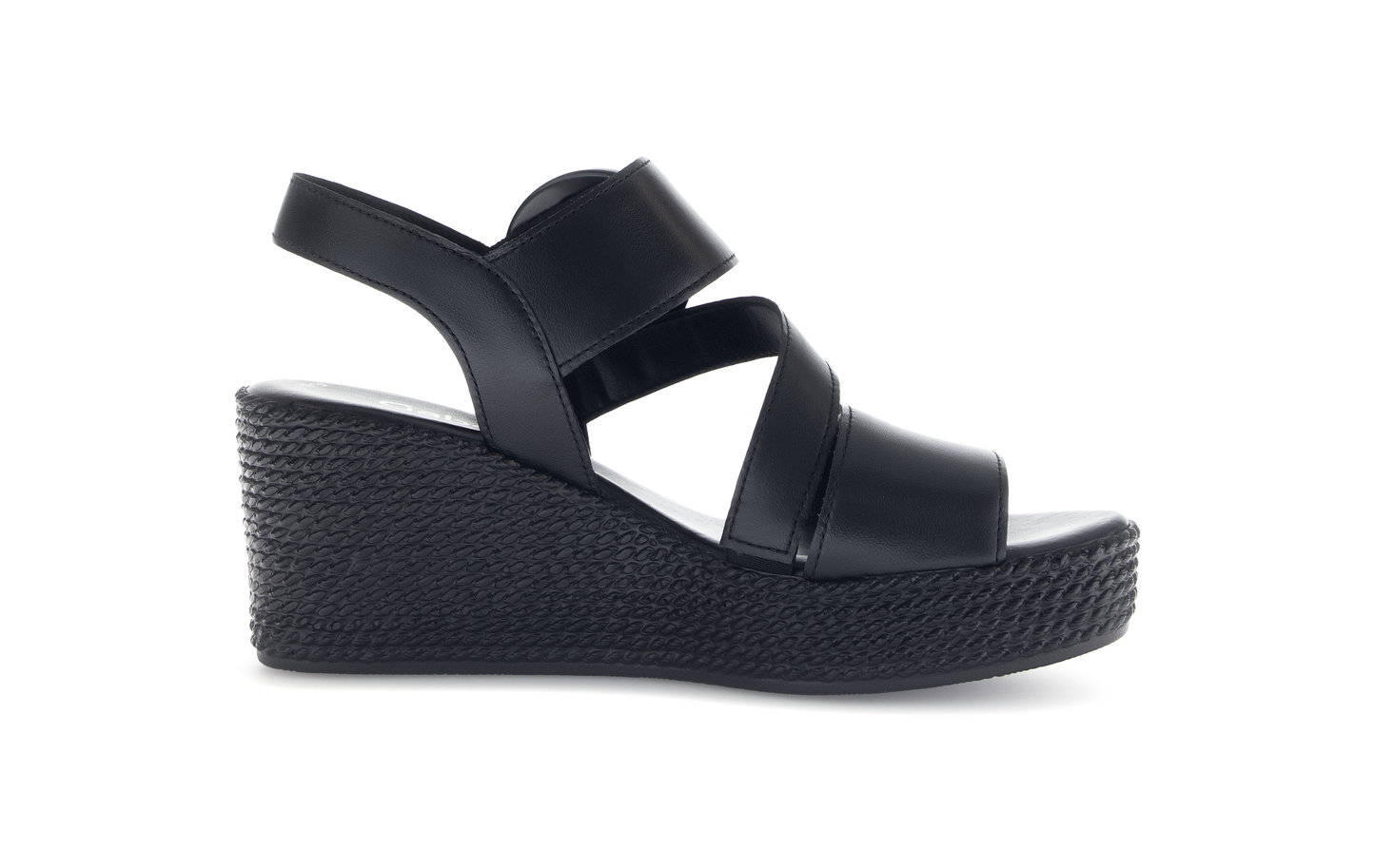 Gabor 64.770.27 Black Wedge Sandals with Slingback Strap