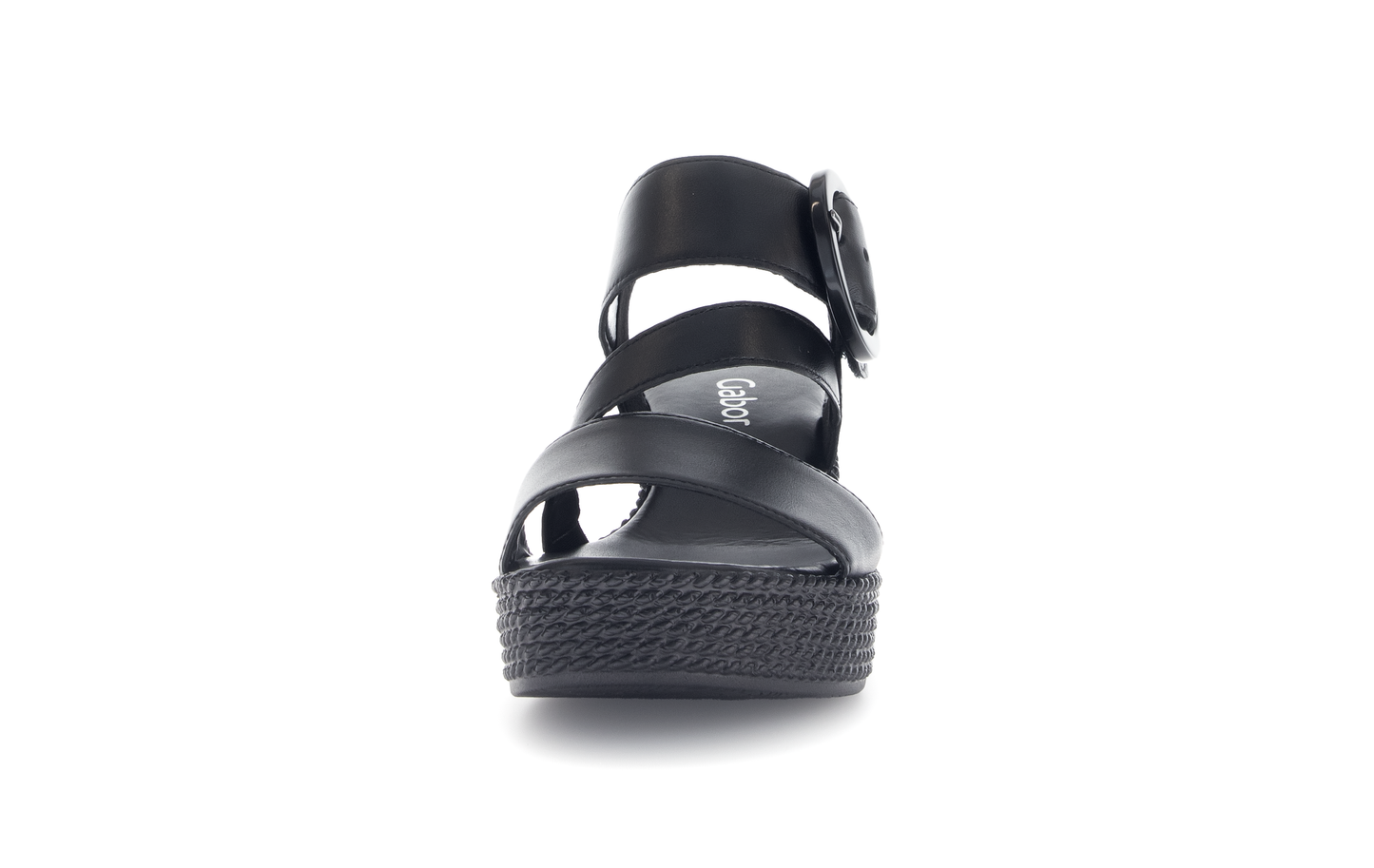 Gabor 64.770.27 Black Wedge Sandals with Slingback Strap
