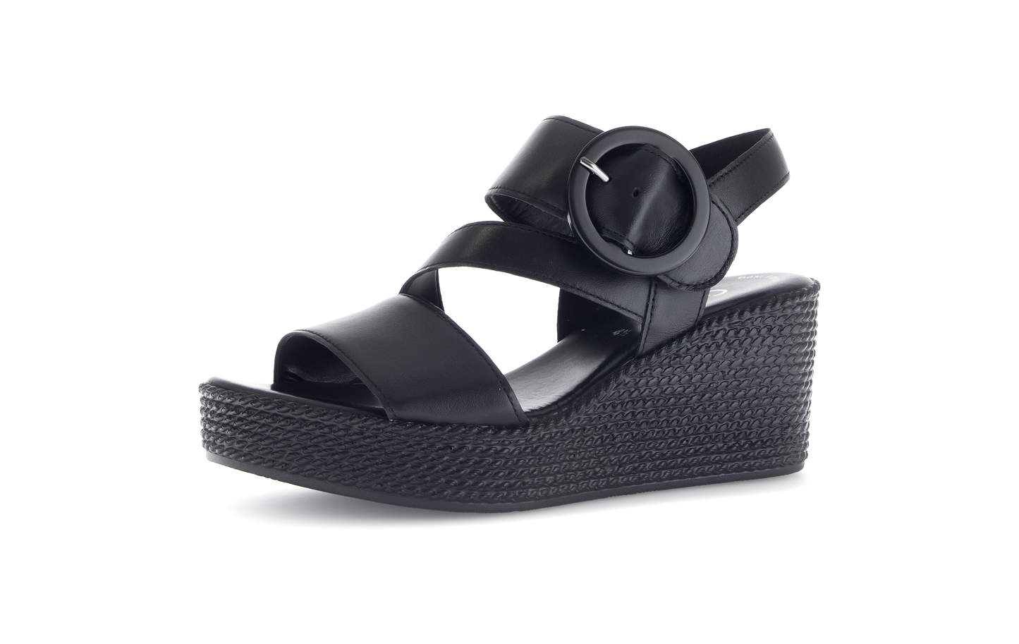 Gabor 64.770.27 Black Wedge Sandals with Slingback Strap