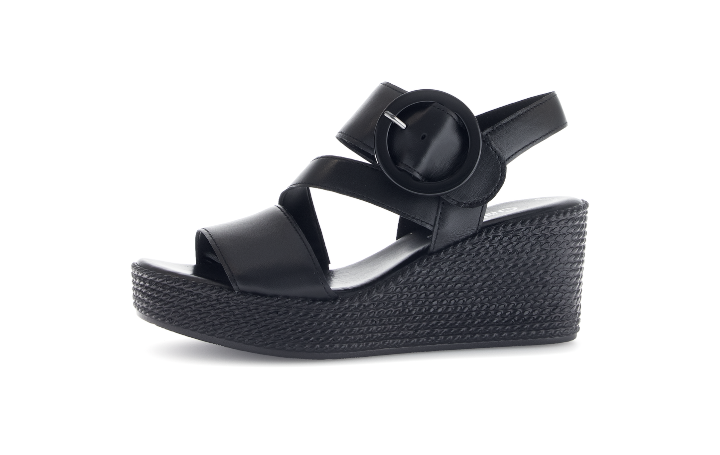 Gabor 64.770.27 Black Wedge Sandals with Slingback Strap