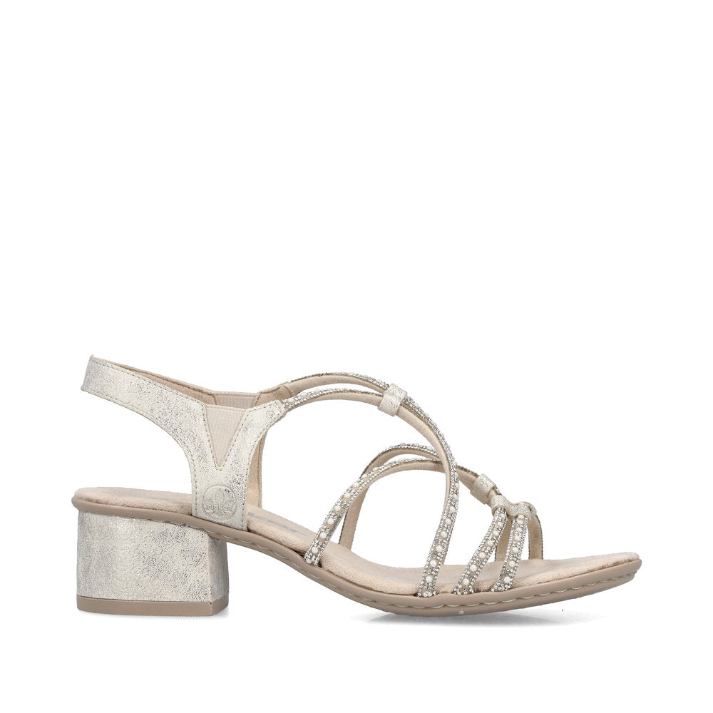 Rieker 64970-60 Beige Gold F Fit Block Heel Sandals
