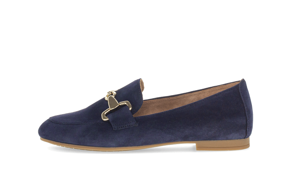 Gabor 65.211.36 Navy Slip On Loafers with Gold Chain