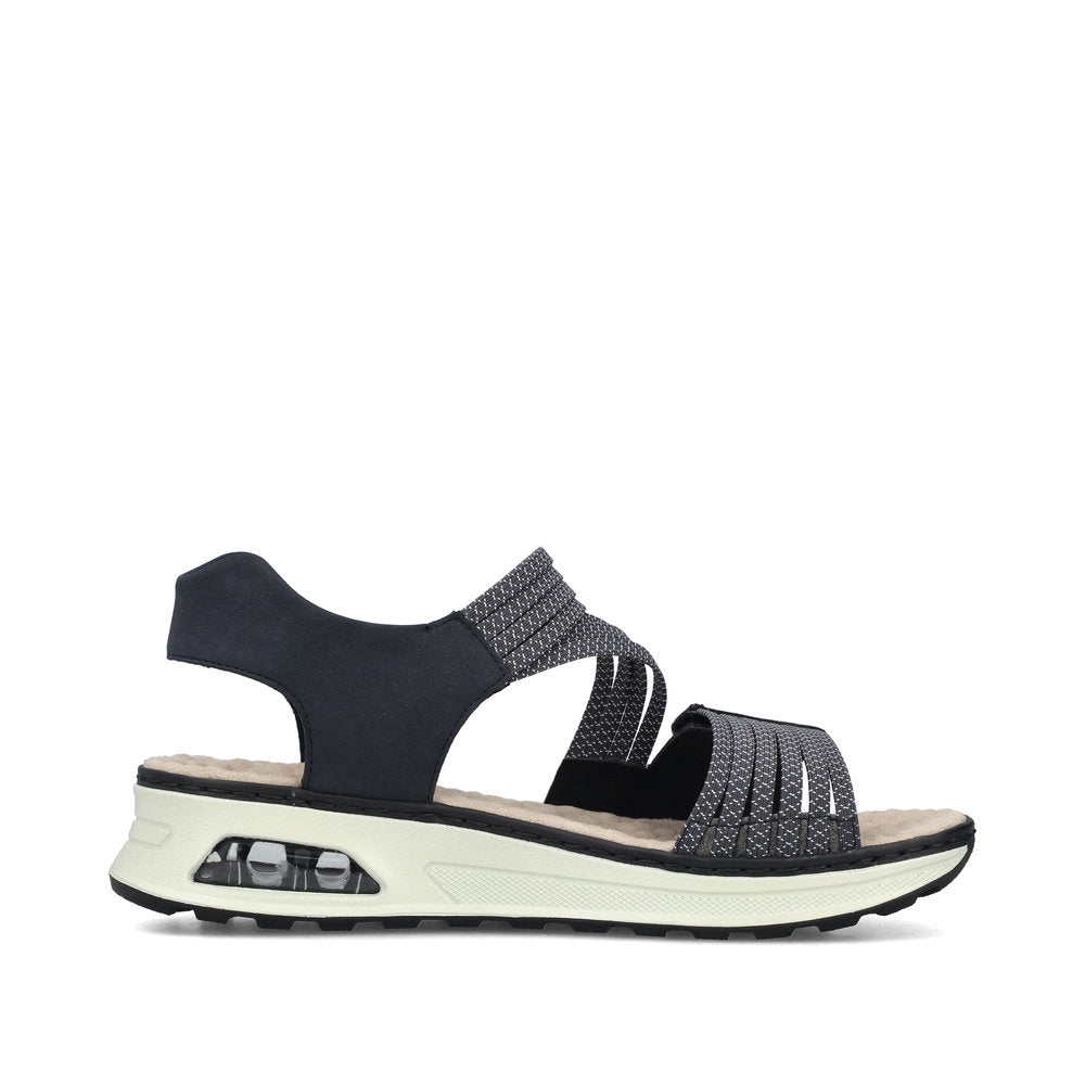 Rieker 65671-14 Navy & White H Fit Velcro Slingback Sandals