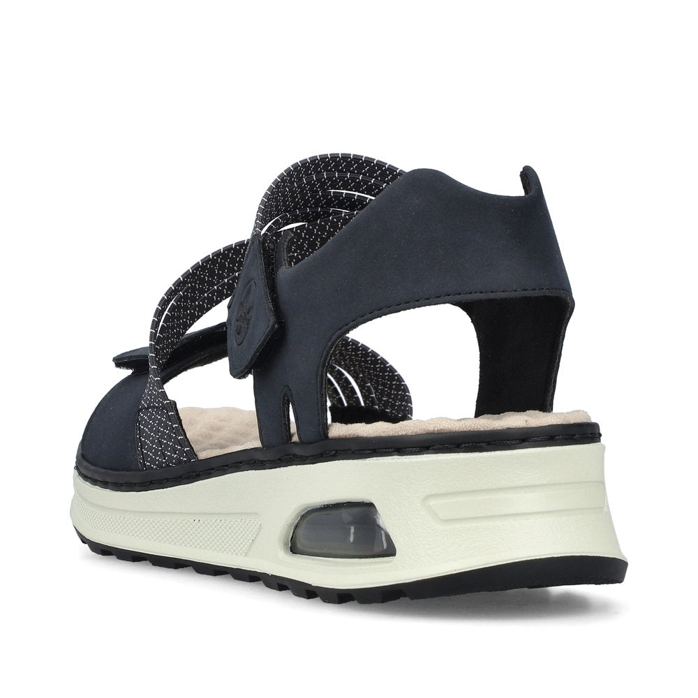 Rieker 65671-14 Navy & White H Fit Velcro Slingback Sandals